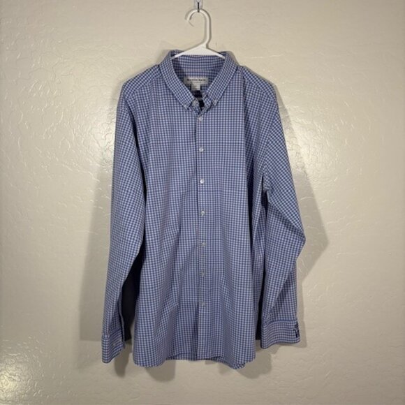 Mizzen and Main Shirt Mens XL Classic Perdormance Stretch Blue Check - Picture 1 of 6